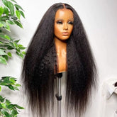 Brazilian Raw Human Hair 13x4 Front Lace Black Kinky Straight Wig